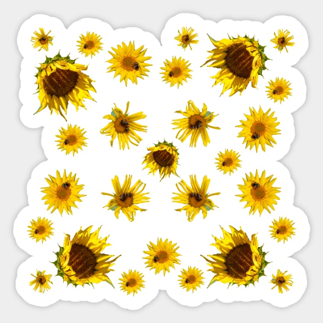 Yellow Sunflower Grouping Sticker by Moonlit Midnight Arts